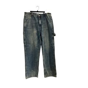 MZN Mens Denim Premium Jeans Blue Relaxed Fit Soft Waistband Size 36 Inseam 29.5